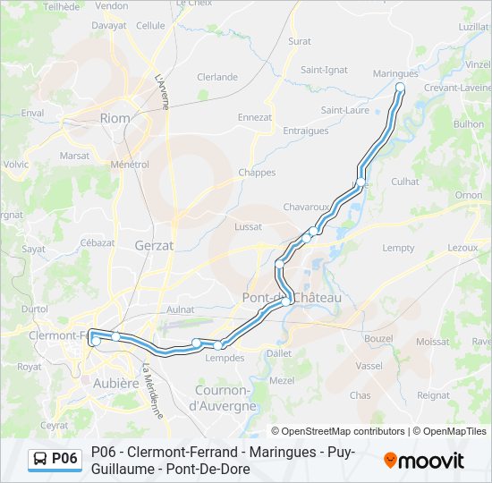 Plan de la ligne P06 de bus