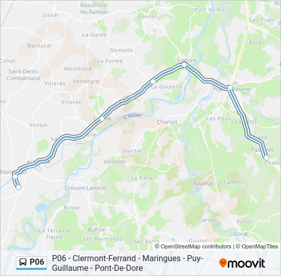 Plan de la ligne P06 de bus