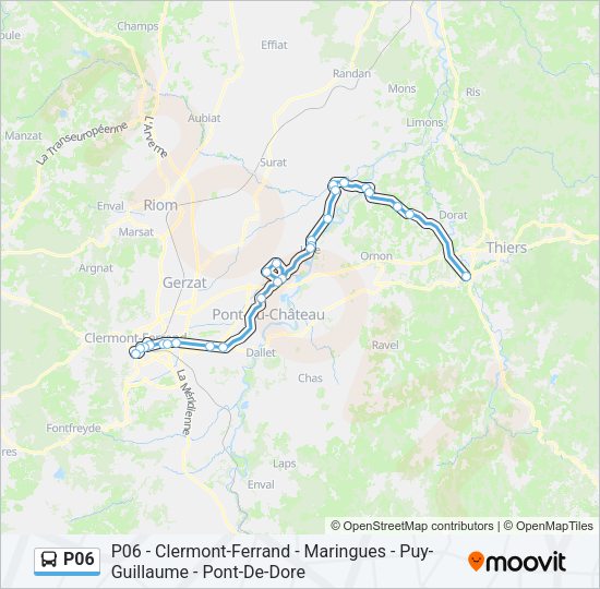 Plan de la ligne P06 de bus
