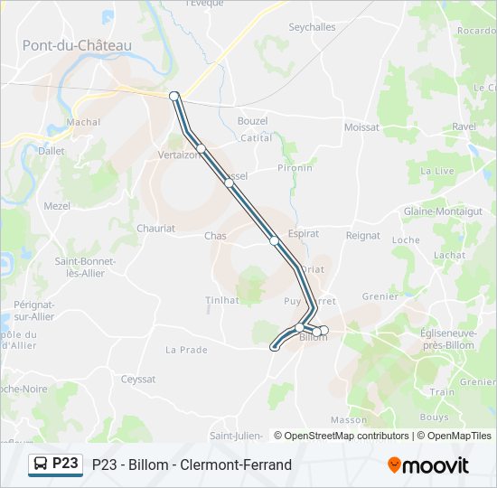 Plan de la ligne P23 de bus