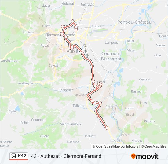 Plan de la ligne P42 de bus