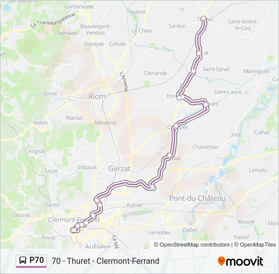 P70 Bus Line Map