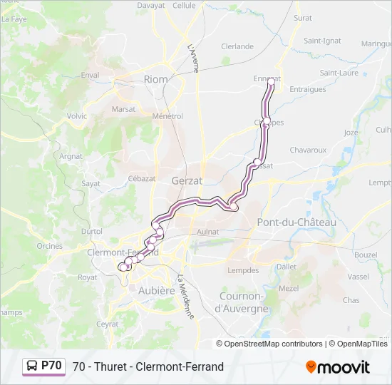 P70 Bus Line Map