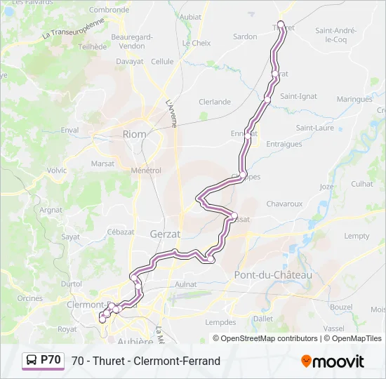 P70 Bus Line Map