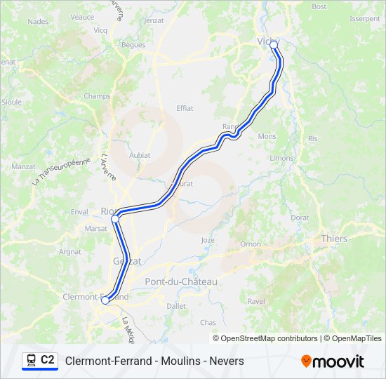 Plan de la ligne C2 de train