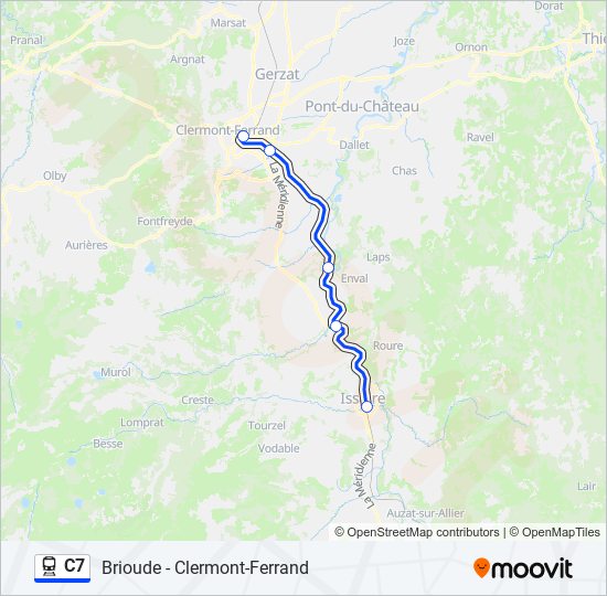 Plan de la ligne C7 de train