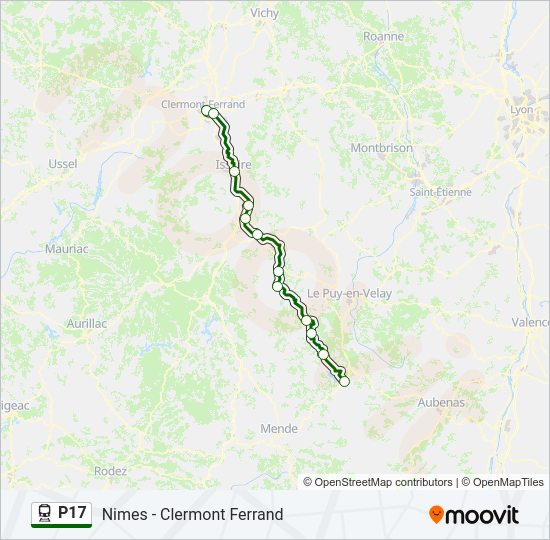 Plan de la ligne P17 de train