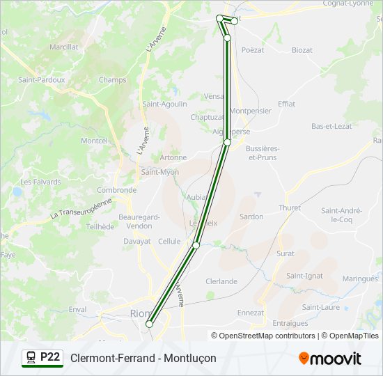 Plan de la ligne P22 de train