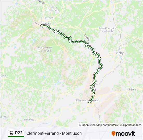 Plan de la ligne P22 de train