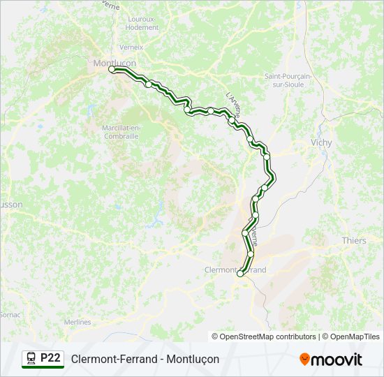 Plan de la ligne P22 de train