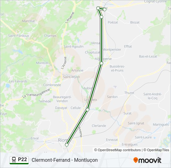 Plan de la ligne P22 de train