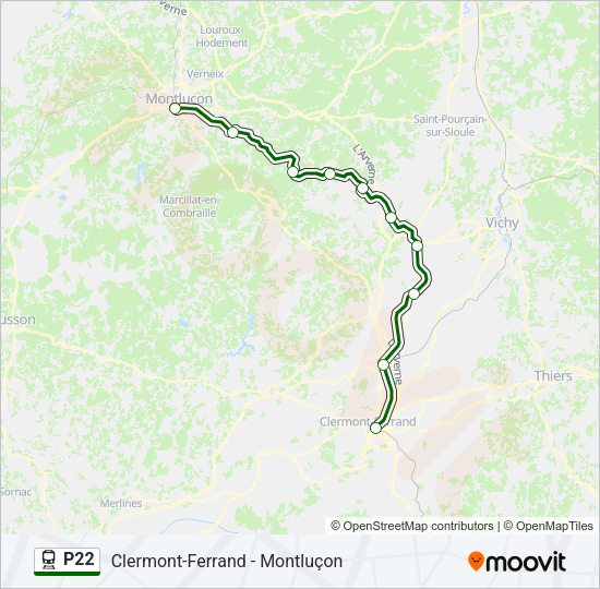 Plan de la ligne P22 de train