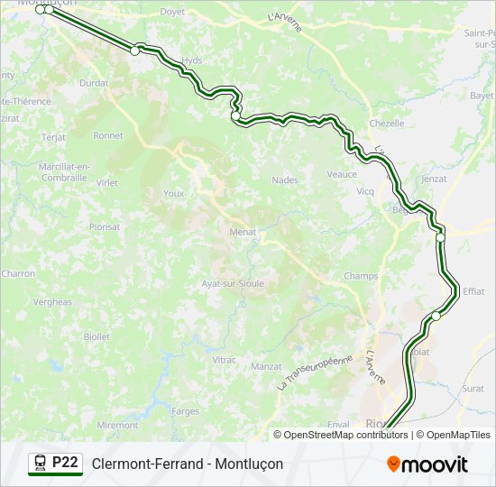 Plan de la ligne P22 de train