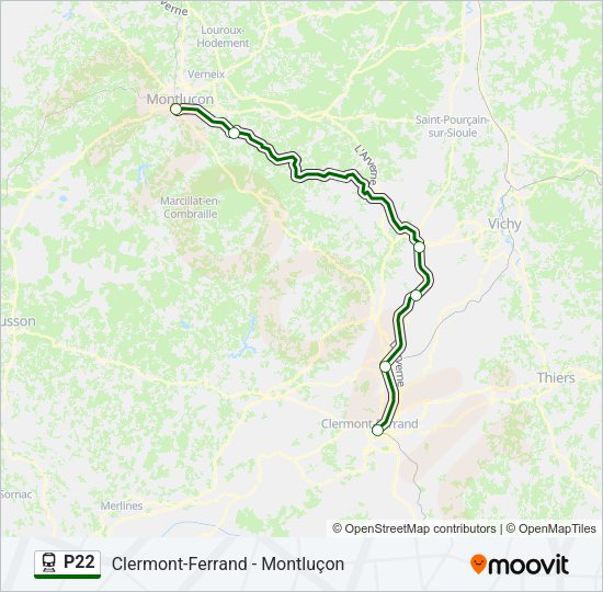 Plan de la ligne P22 de train