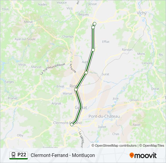 Plan de la ligne P22 de train