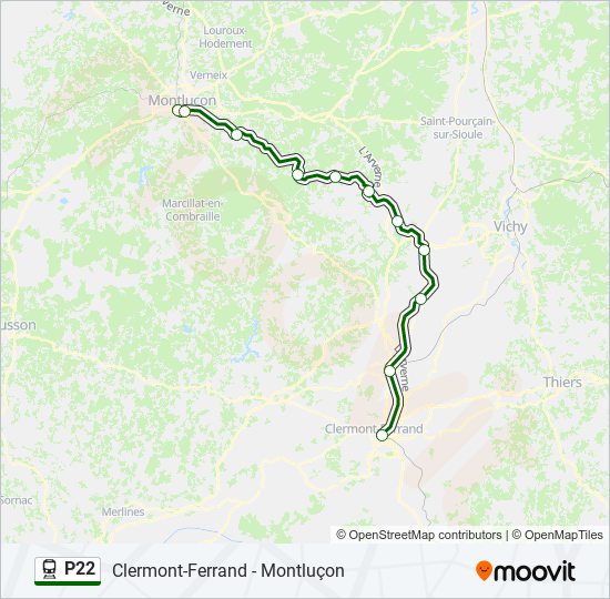 Plan de la ligne P22 de train