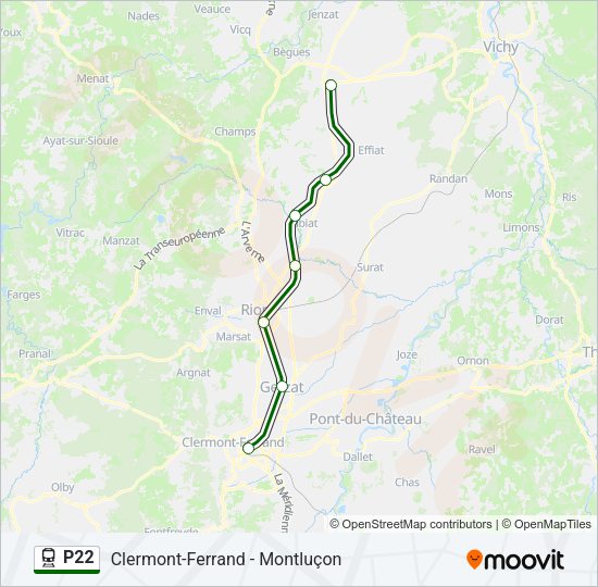 Plan de la ligne P22 de train