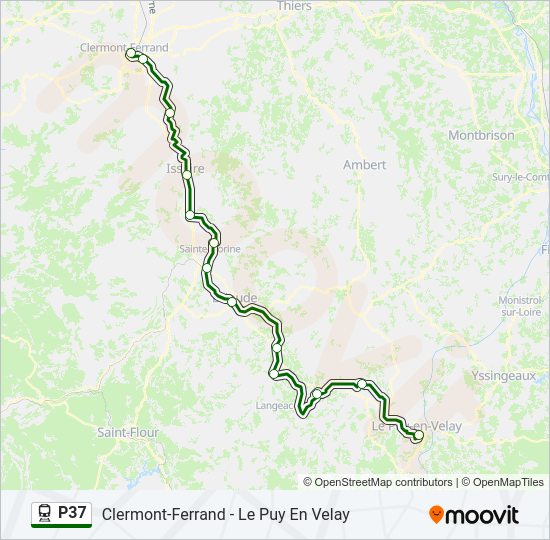 Plan de la ligne P37 de train
