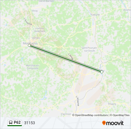 Plan de la ligne P62 de bus