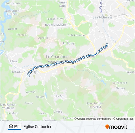 Plan de la ligne M1 de bus