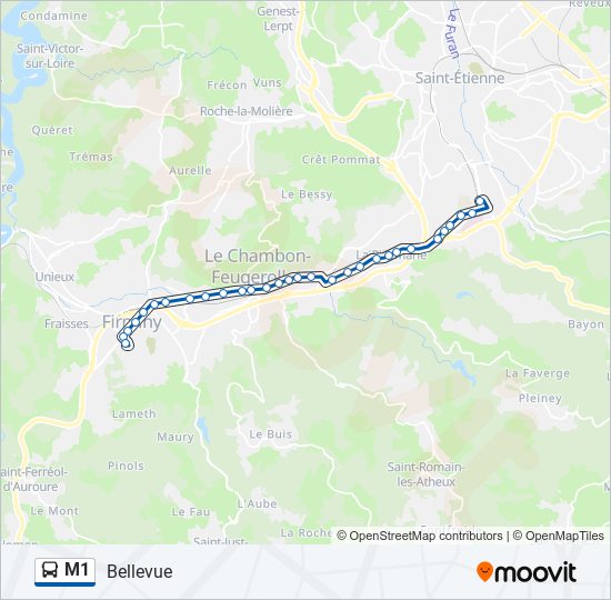 Plan de la ligne M1 de bus