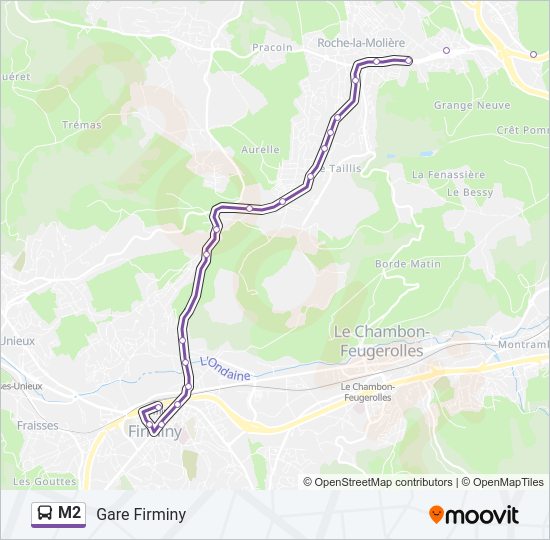 Plan de la ligne M2 de bus