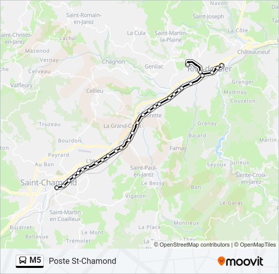 Plan de la ligne M5 de bus