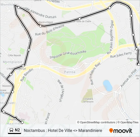 N2 Bus Line Map
