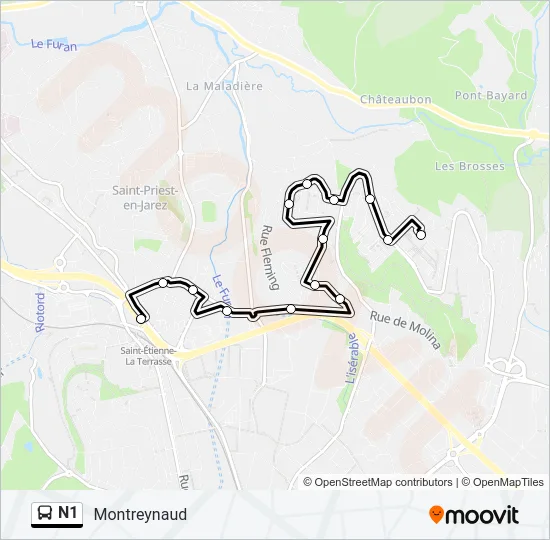 Plan de la ligne N1 de bus