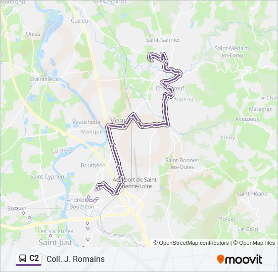 Plan de la ligne C2 de bus