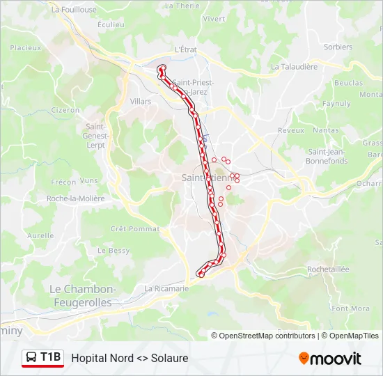 T1B Bus Line Map