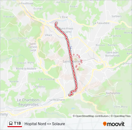 T1B Bus Line Map