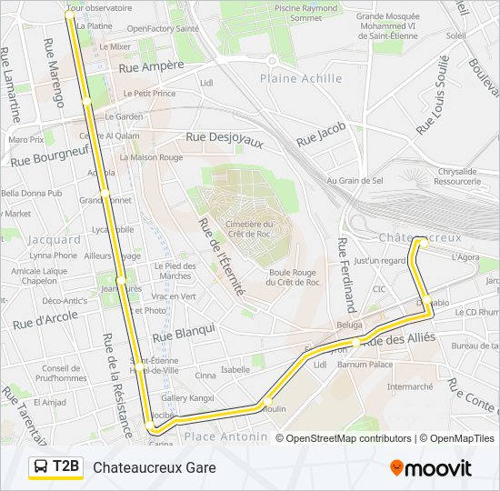 T2B Bus Line Map