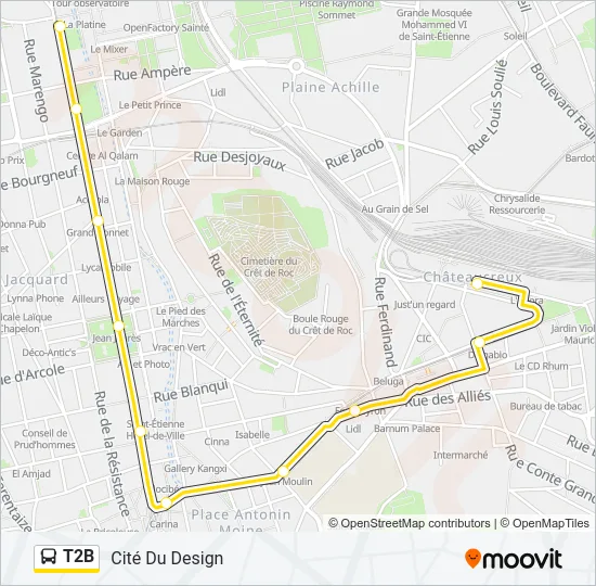 T2B Bus Line Map