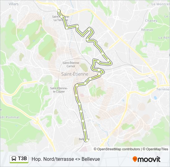 Mapa de T3B de autobús