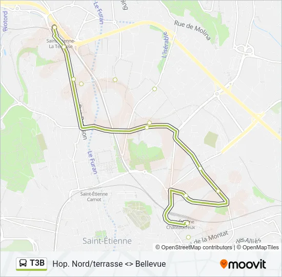 T3B Bus Line Map