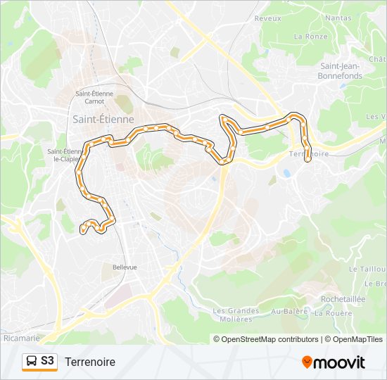 Plan de la ligne S3 de bus