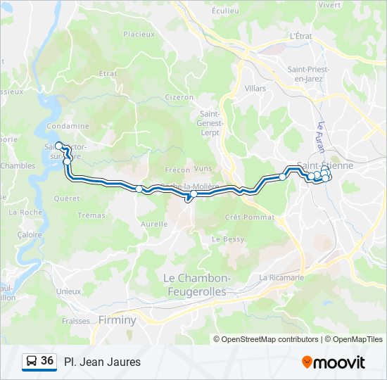 Plan de la ligne 36 de bus