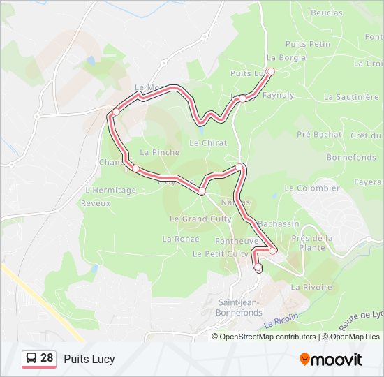 Plan de la ligne 28 de bus