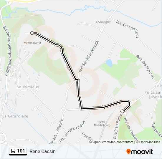 Plan de la ligne 101 de bus