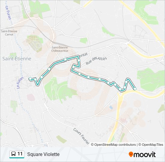 Plan de la ligne 11 de bus