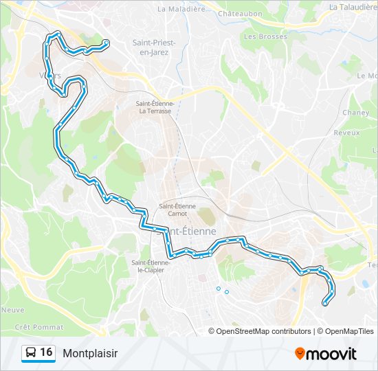 Plan de la ligne 16 de bus