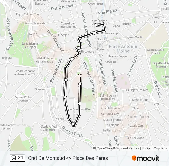21 Bus Line Map