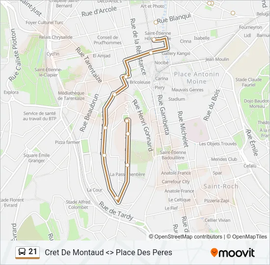 21 Bus Line Map