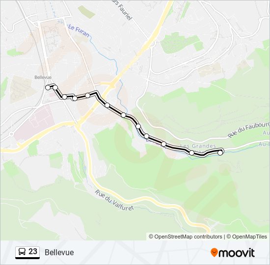 Plan de la ligne 23 de bus