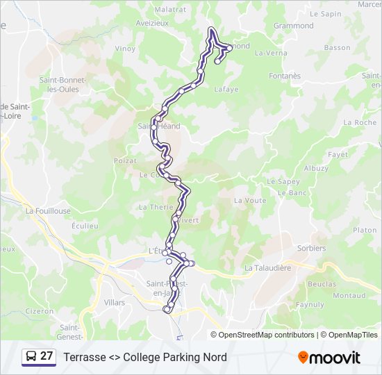 Plan de la ligne 27 de bus