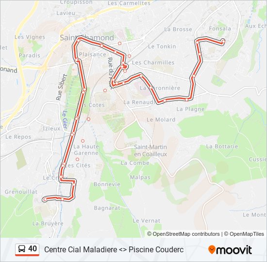 Plan de la ligne 40 de bus