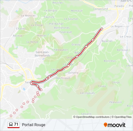 Plan de la ligne 71 de bus