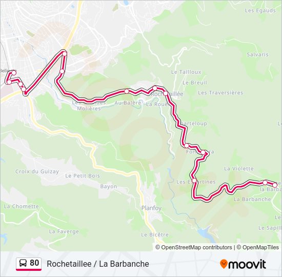 Plan de la ligne 80 de bus