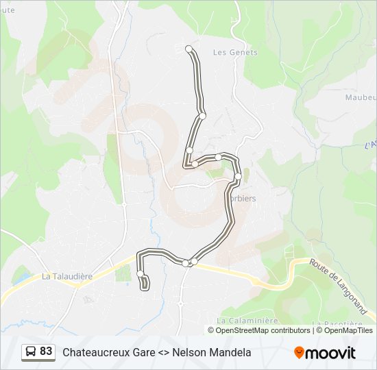 Plan de la ligne 83 de bus